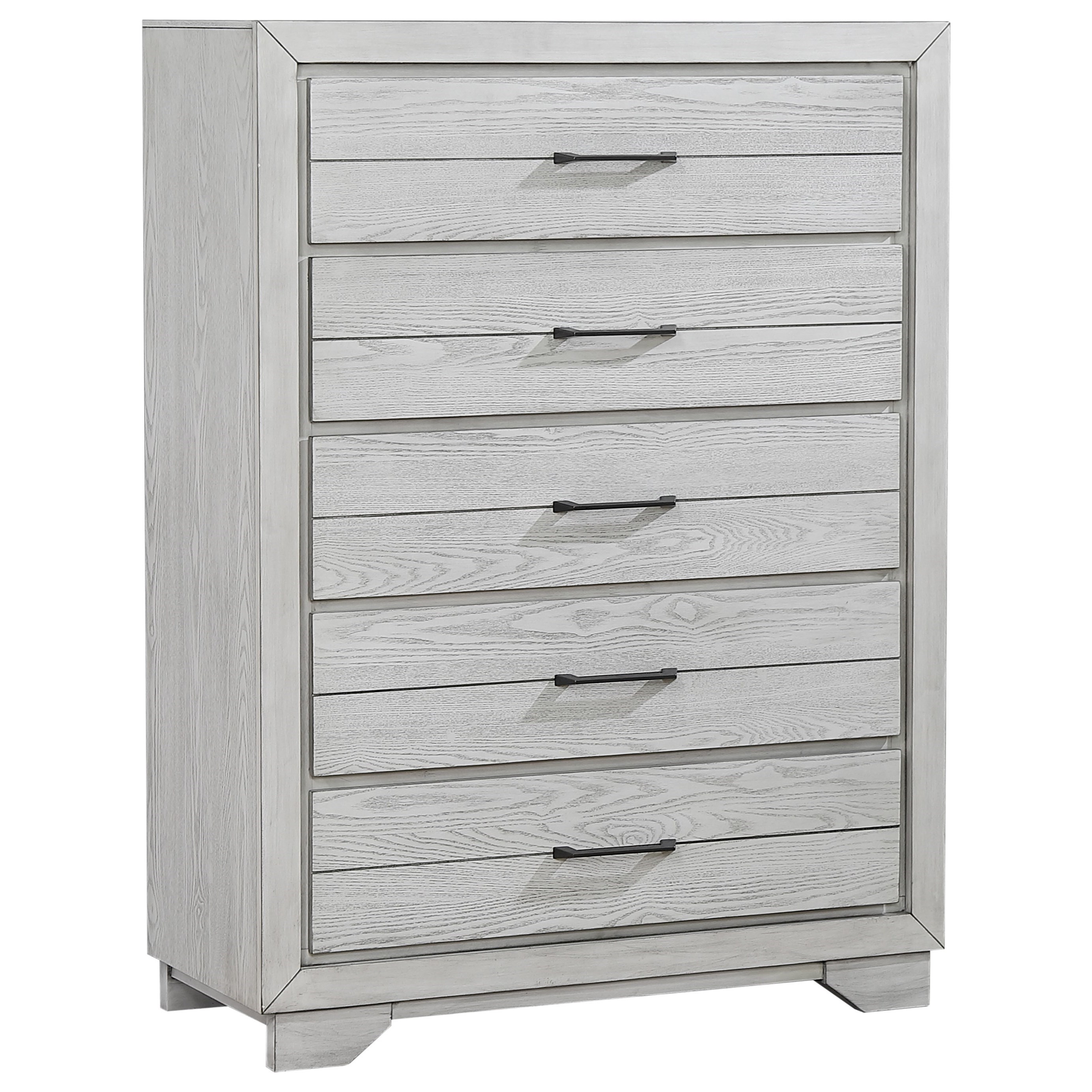 Crown Mark White Sands Contemporary 5Drawer Chest with Metal Hardware Value City Furniture